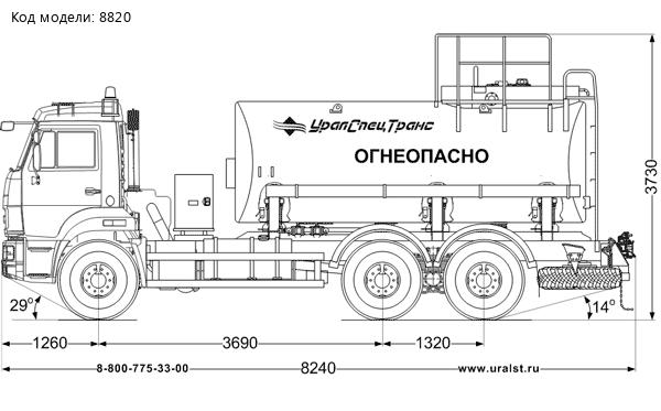 Автотопливозаправщик АТЗ-11Б УСТ 5453 Камаз 65115-48 доработка под ДОПОГ