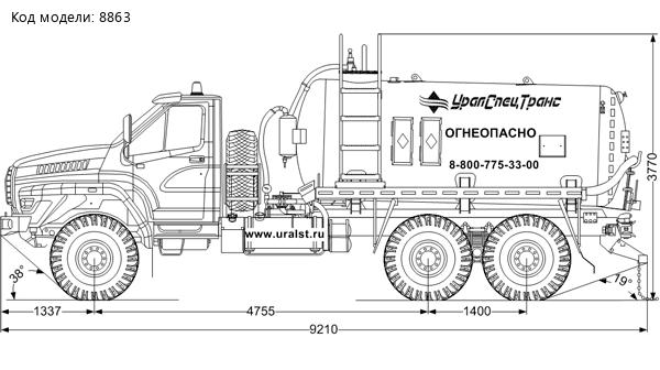 Нефтепромысловая автоцистерна АКН-10 КО УСТ 5453 на шасси Урал NEXT 4320-72Е5Г38