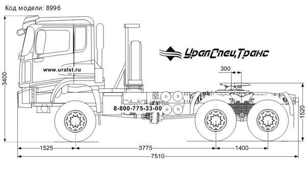 Тягач УСТ 5453 SHACMAN SX32586V385 (6х6), КБ 3775 мм, 315/80R22,5 