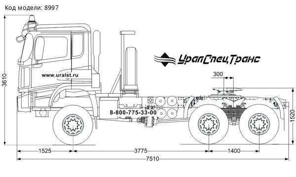  Тягач УСТ 5453 SHACMAN SX32586V385 (6х6), КБ 3775 мм, 315/80R22,5 ДОПОГ