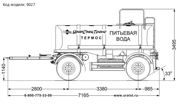 Прицеп-цистерна ПЦПТ 8Т-21 тэн УСТ 9465 нерж/нерж