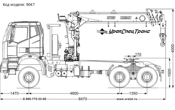 Седельный тягач УСТ 5453 FAW 3250 (6Х6), КБ 4800, ССУ 1500 ММ, 2", С КМУ ИТ 150