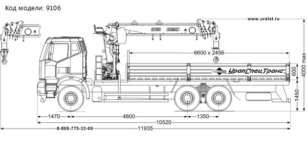 Бортовой автомобиль, УСТ 5453, с КМУ ИТ-150 УСТ 5453 FAW 3250 (6Х6), КБ 4800