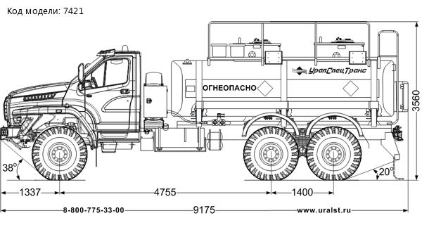 Автотопливозаправщик АТЗ-11-2Б УСТ 5453 Урал NEXT 4320-6951-74Г38 доработка под ДОПОГ