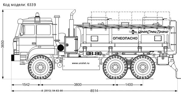 Автотопливозаправщик АТЗ-11-2Б Урал