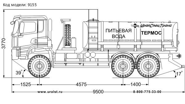 Автоцистерна АЦПТ-10Н УСТ 5453 SHACMAN (ШАКМАН) SX32586V385 6х6, 14R20, КБ 4575 мм нерж/нерж.