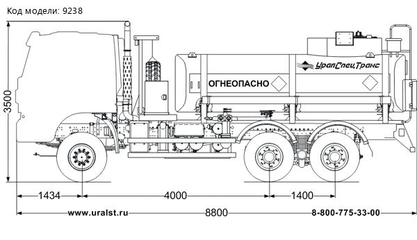 Автотопливозаправщик АТЗ 11Б УСТ 5453 АМТ N.V. 632910 (6х6) ДОПОГ