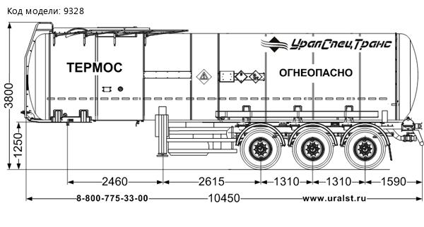 Полуприцеп-цистерна ППЦБ 30КТ-32Л SEVEREST высота ССУ 1250 мм