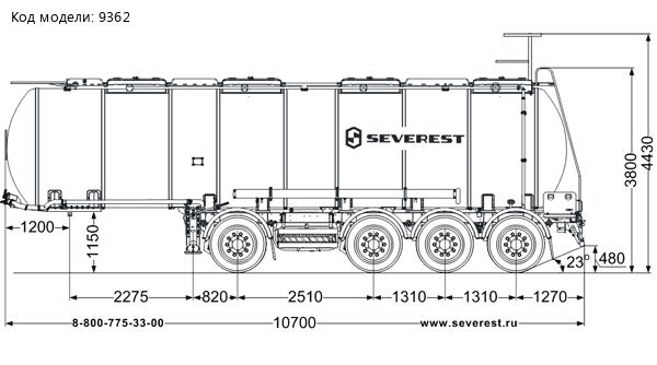 Молоковоз ППЦПТ 27КТ-42ЛЛ-4 дисковые тормоза SEVEREST высота ССУ 1150 мм СИП-мойка