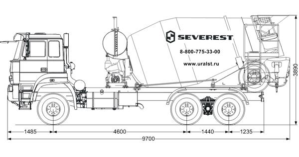 Автобетоносмеситель АБС-9АП на шасси  Урал С35510 - U401630