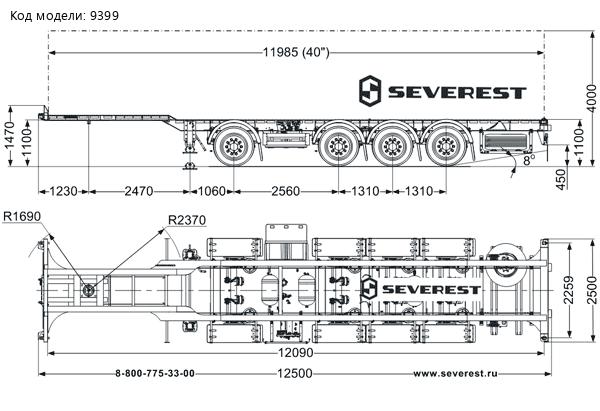 Полуприцеп контейнеровоз ППК 40Б-42ЛЛ-12 SEVEREST SAF