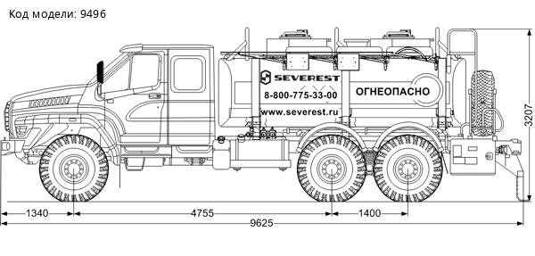 Автотопливозаправщик АТЗ-10-2Б на шасси Урал NEXT 4320-74 сдв.кабина