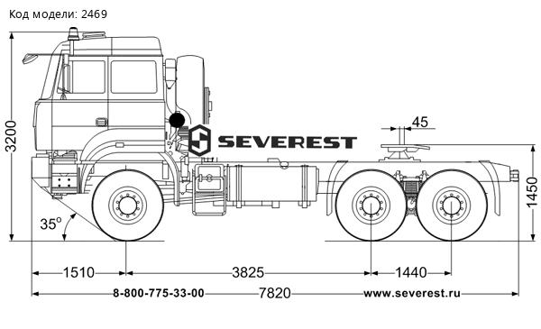 Седельный тягач УСТ Урал 63704К-0111-012С (двускатная ошиновка) ДОПОГ