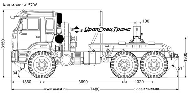 Трубоплетевозный тягач ТПВ УСТ 5453TB Камаз 43118 (Cummins) сп.м.