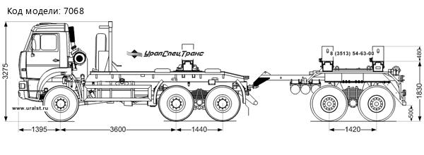 ТПВ УСТ5453 Камаз 6522 УСТ в составе тягача УСТ-5453 и прицепа-роспуска УСТ-94651