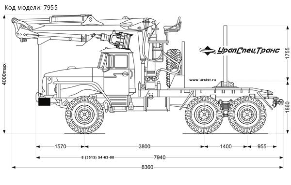 Лесовозный тягач Урал с ОМТЛ-70-02