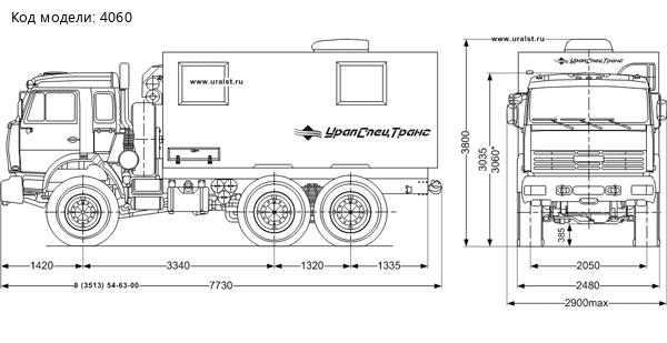 Габаритный чертеж ЛВИ Камаз 43114