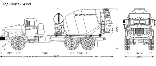 Автобетоносмеситель 5АП на шасси Урал 4320-60/-70