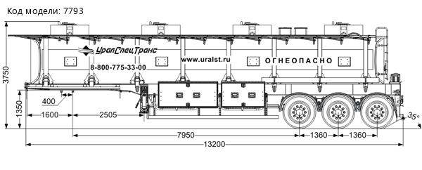 ППЦ 40П-31Д-4Н BPW УСТ 9465 прямая рама 5 мм ССУ 1350 