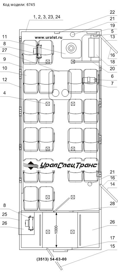 Планировка вахтового автобуса IVECO-AMT 423900