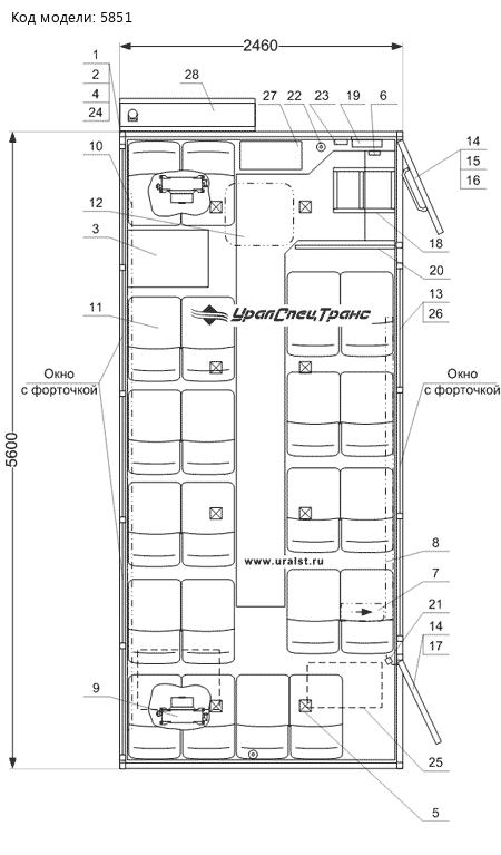 Планировка вахтового автобуса Камаз 43118-50