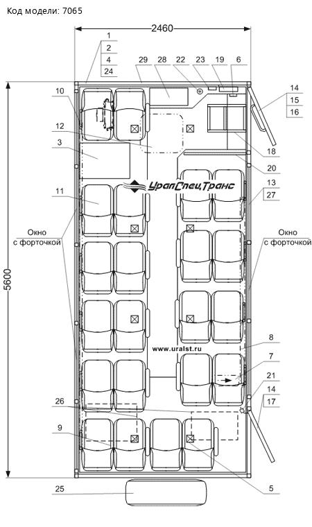 Планировка вахтового автобуса УСТ-5453