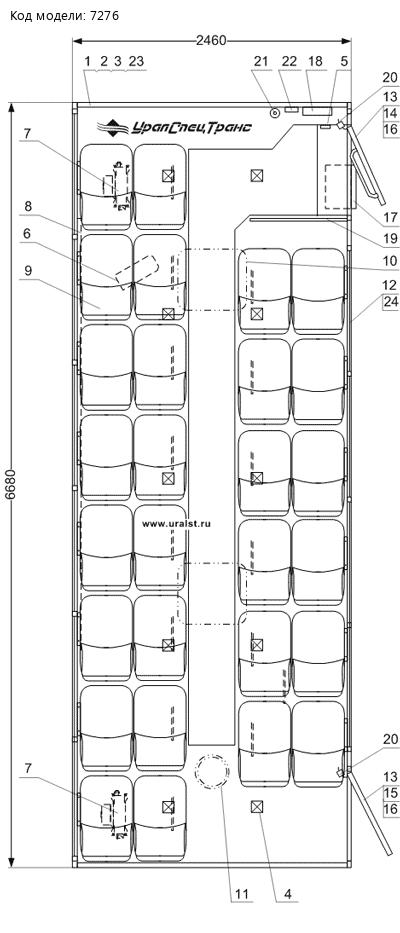 Планировка вахтового автобуса 28 мест