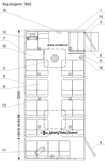 Планировка вахты Камаз 43118-46 УСТ