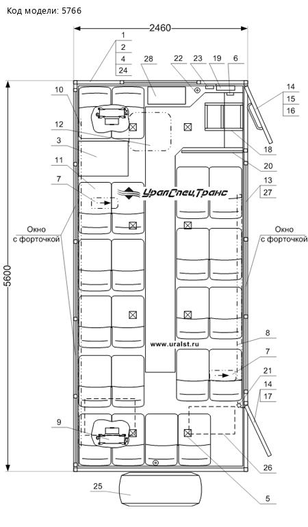 Планировка вахтового автобуса Камаз 5350-42