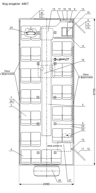 Планировка вахтового автобуса Камаз 5350