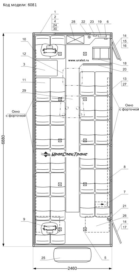 Планировка вахтового автобуса Камаз 43118-46