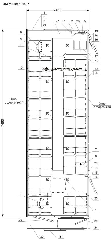 Планировка вахтового автобуса Камаз 43118-46