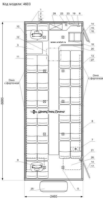 Планировка вахтового автобуса Камаз 5350-42