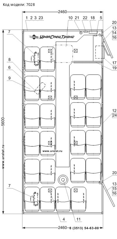 Планировка вахтового автобуса Урал 4320-81М