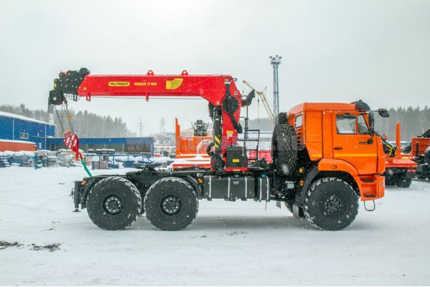 Седельный тягач с КМУ ИТ-180 (тросовый) УСТ 5453 Камаз 43118 сп.м. 