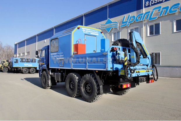 Мобильная ремонтная мастерская (МРМ) УСТ-54534 на шасси Камаз 5350-42 с КМУ ИМ-55