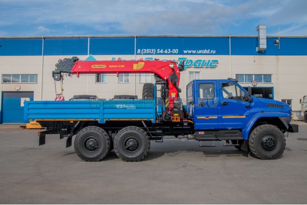 Бортовой автомобиль с КМУ ИТ 150 (тросовый) УСТ 5453 Урал 4320 NEXT, сдвоенная кабина