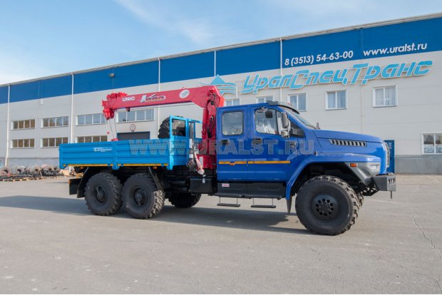 Бортовой автомобиль с КМУ UNIC UR-V554 (тросовый) УСТ 5453 Урал NEXT 4320-72, сдвоенная кабина