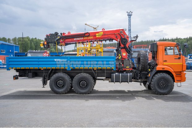 Бортовой автомобиль с КМУ ИТ-200 (тросовый, люлька, бур) УСТ 5453 Камаз 43118
