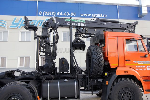 Седельный тягач с КМУ СФ-85С УСТ 5453 Камаз 44108-RF (CUMMINS 340, ZF)