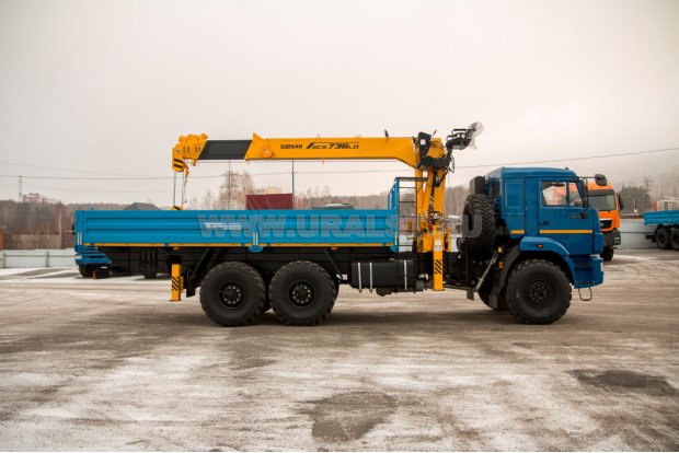 Бортовой с КМУ Soosan SCS736 УСТ 5453 Камаз 43118