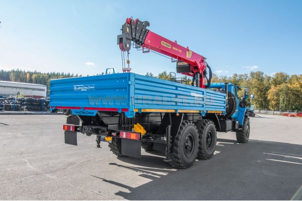 Автомобиль бортовой с КМУ ИТ-150 (тросовый) УСТ 54532Е Урал 4320-60Е5