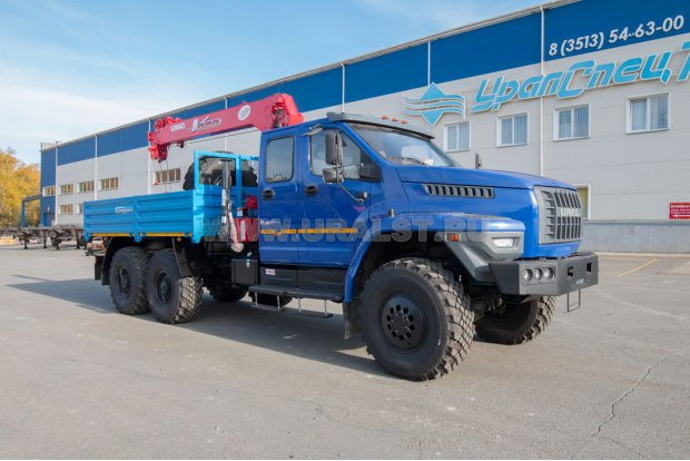 Бортовой автомобиль с КМУ UNIC UR-V554 (тросовый) УСТ 5453 Урал NEXT 4320-72, сдвоенная кабина