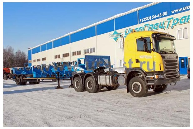Седельный тягач Scania с полуприцепом опоровозом ППО 22-23Д