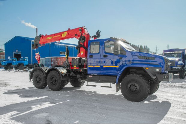 Седельный тягач с КМУ ИТ-200 (тросовый) УСТ 5453 Урал NEXT 4320-72, сдвоен. кабина