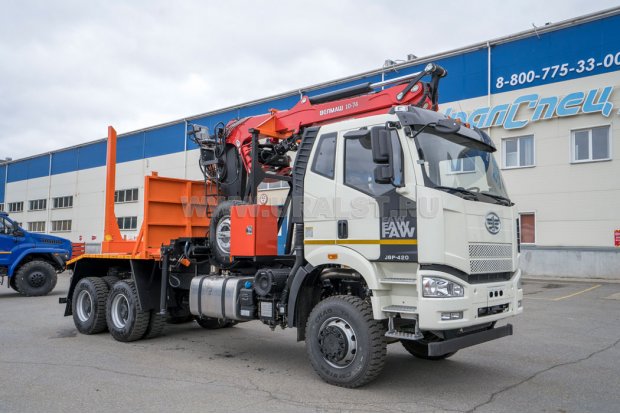 Лесовоз с КМУ ВМ10-74 (VM10L74) FAW CA3250 6х6 КБ 4800