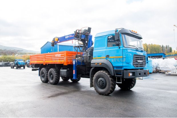 Бортовой с КМУ DongYang SS1956 (тросовый) УСТ 5453 Урал М 4320-80Е5, сп.м