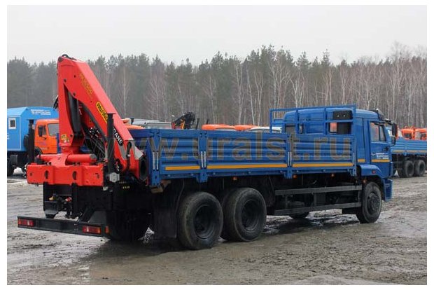Бортовой с КМУ РК-15500А УСТ 5453 Камаз 65117 на заднем свесе