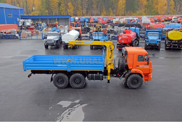 Бортовой с КМУ Soosan SCS513 (тросовый) УСТ 5453 Камаз 43118