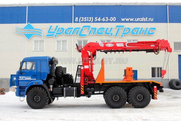 БКМ столбовоз с КМУ Samyang НТS 2076 (тросовый) УСТ 5453 Камаз 43118